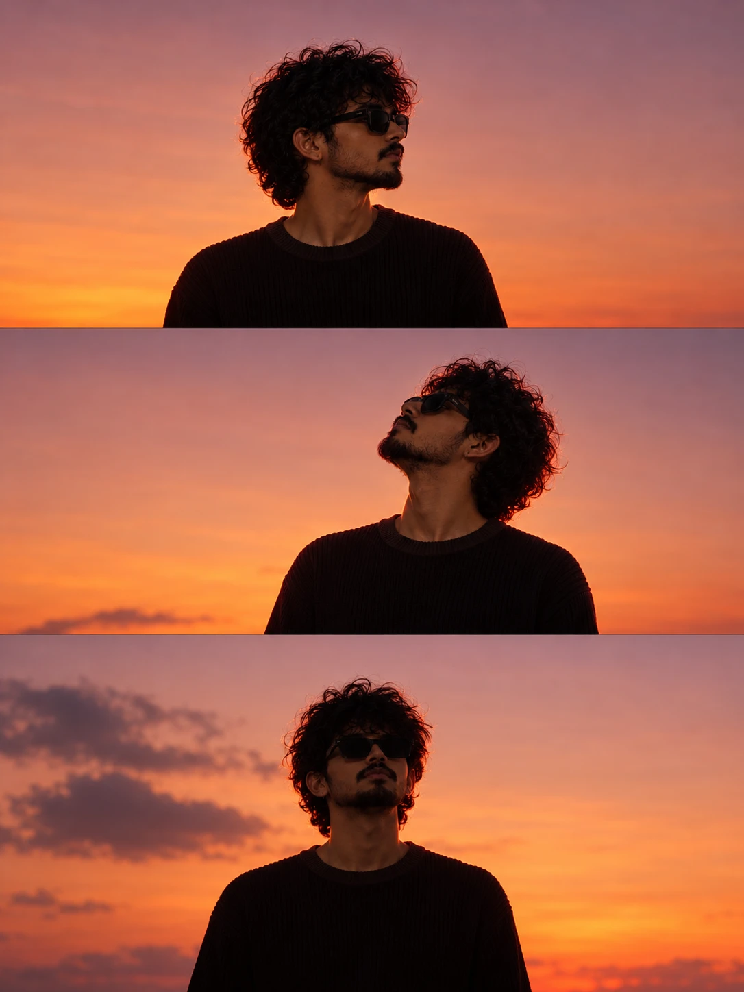Sunset Rectangle Photo Sunset AI Photo Prompt – Cinematic Portrait Collage — Visulora